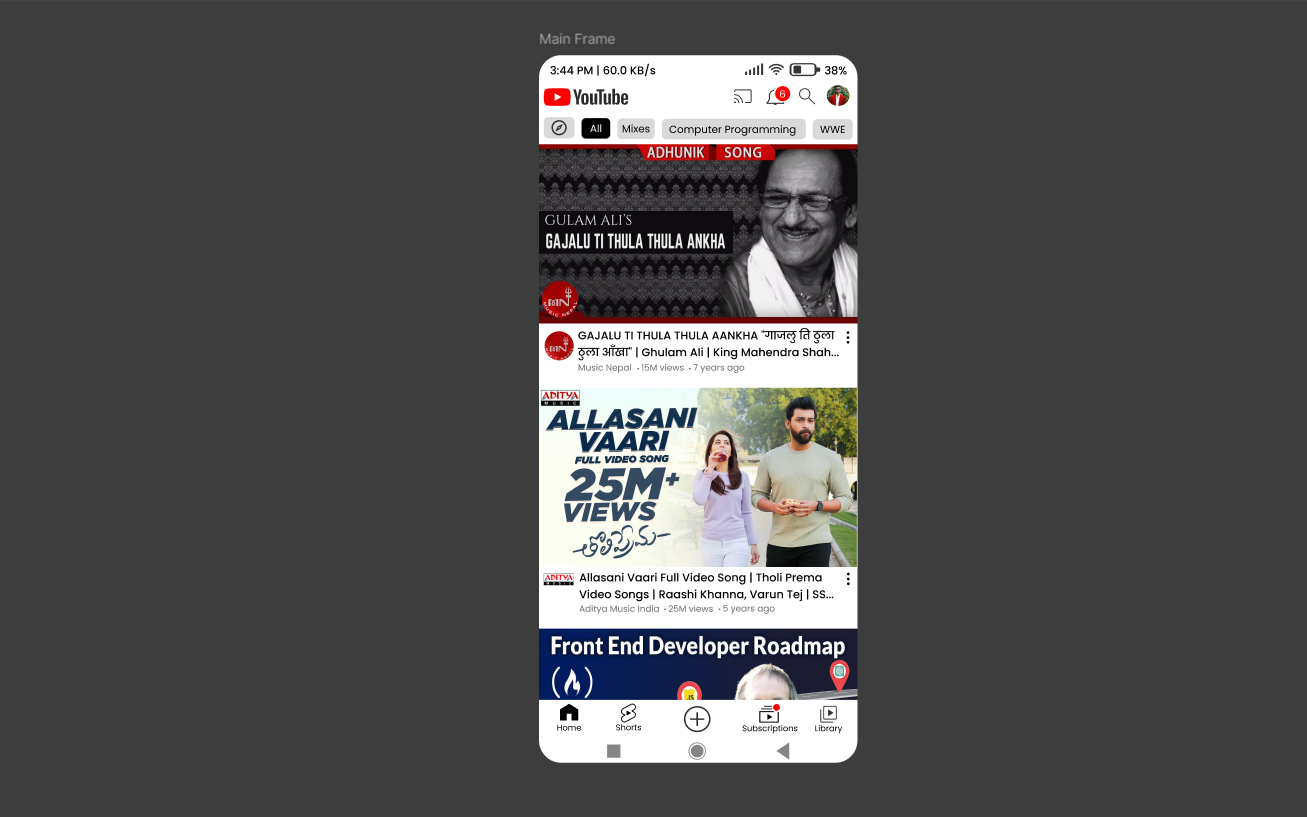 YouTube Clone (Mobile Version)